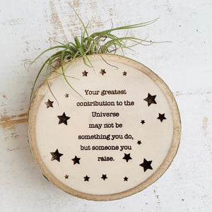 Your Greatest Contribution-Medium Wood Round (Air Plant Magnet ) - littlelightcollective