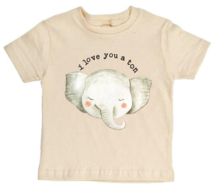 " I Love You A Ton" Elephant Short Sleeve Organic Tee - littlelightcollective