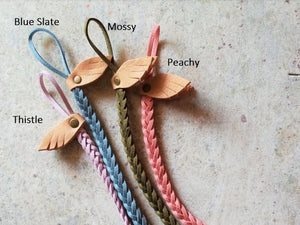 Braided Leather Pacifier / Toy Clip multicolors - littlelightcollective