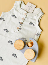 Load image into Gallery viewer, Organic VW Henley, Baby Romper, with Snap Shorts - littlelightcollective