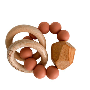 Hayes Silicone + Wood Teether Ring - Zion - littlelightcollective