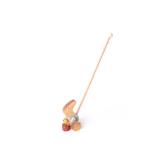 Load image into Gallery viewer, Wooden Push Toy Rabbit with a Drum - littlelightcollective