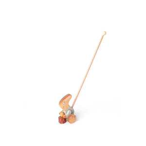 Wooden Push Toy Rabbit with a Drum - littlelightcollective
