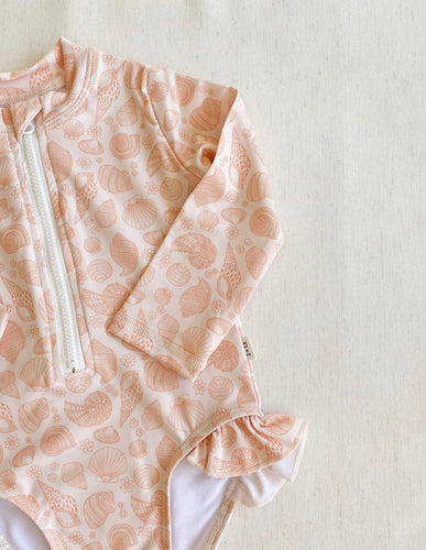 Ruffle Swimsuit- Peach Seashell - littlelightcollective