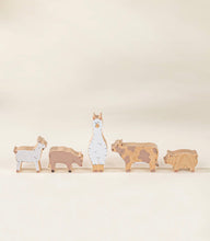 Load image into Gallery viewer, Set of 5 Barn Animals on Wooden Plate - littlelightcollective
