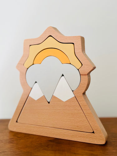 Mountain and Sun Wooden Stacker - littlelightcollective