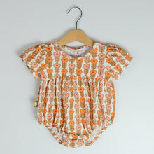 Load image into Gallery viewer, Baby Mod Orange Flower Romper - littlelightcollective