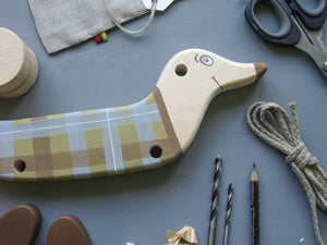 Wooden Pull Toy Green Sausage Dog - littlelightcollective