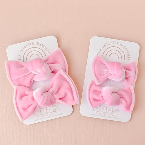 Knot Pigtails // Baby Pink Velvet Bows - littlelightcollective