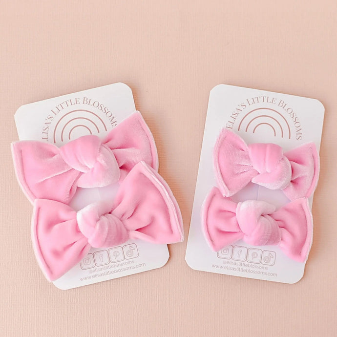Knot Pigtails // Baby Pink Velvet Bows - littlelightcollective