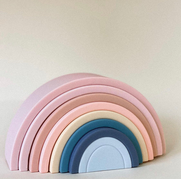 Rainbow Teether Silicone Stacker- Morning Sky ⋒ - littlelightcollective
