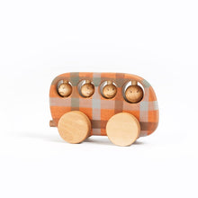 Load image into Gallery viewer, Wooden Plaid Bus Toy - littlelightcollective