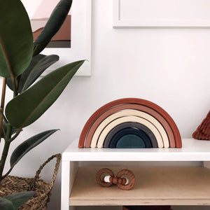 Wooden Rainbow Toy Arch Stacker from Wood Gift for Children - littlelightcollective