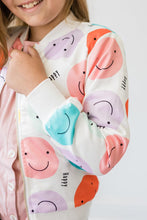 Load image into Gallery viewer, Just Smile Satin Jacket - Happy Print - littlelightcollective