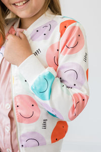 Just Smile Satin Jacket - Happy Print - littlelightcollective