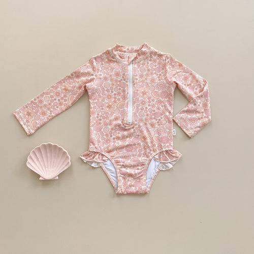 Ruffle Swimsuit- Retro Seashell - littlelightcollective