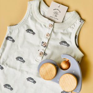 Organic VW Henley, Baby Romper, with Snap Shorts - littlelightcollective
