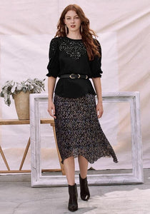 Size Small Wimberley Pleated Paisley Midi Skirt - littlelightcollective
