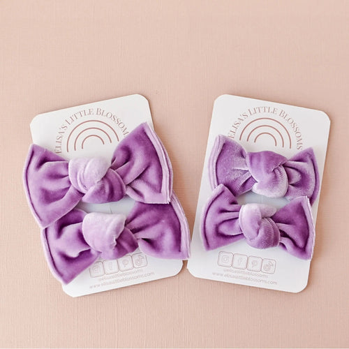 Knot Pigtails // Lavendar Velvet Bows - littlelightcollective