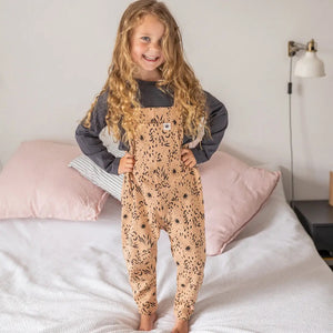 'Eyes' Organic Cotton Rib Dungarees Overalls - littlelightcollective