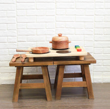 Load image into Gallery viewer, QToys Mahogany Pot And Pan Set - littlelightcollective