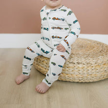 Load image into Gallery viewer, Bamboo Convertible Foot Romper- Vintage Racers - littlelightcollective