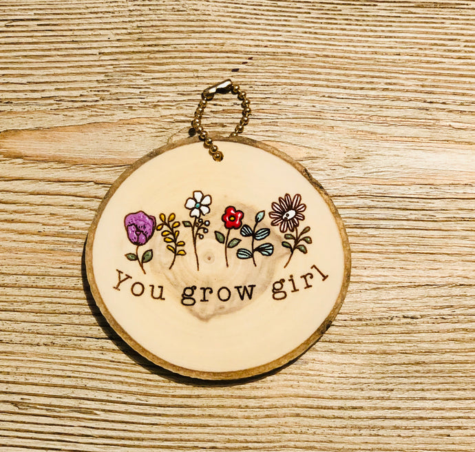 Mini Wood Round You Grow Girl - littlelightcollective