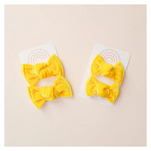 Load image into Gallery viewer, Knot Pigtails // Yellow Velvet Petite Bows - littlelightcollective