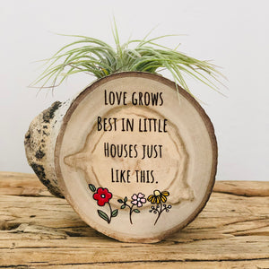 Love Grows - Small Wood Round (Air Plant Magnet) - littlelightcollective