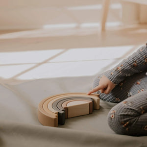 Wooden Rainbow Toy Arch Stacker from Wood Gift for Children - littlelightcollective