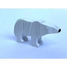 Load image into Gallery viewer, Wooden Polar Bear Toy with the Cub Set - littlelightcollective