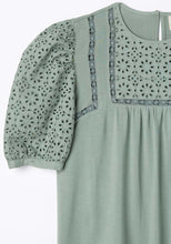 Load image into Gallery viewer, Size Medium Perfectly Charming Green Knit Top with Eyelet Detail - littlelightcollective