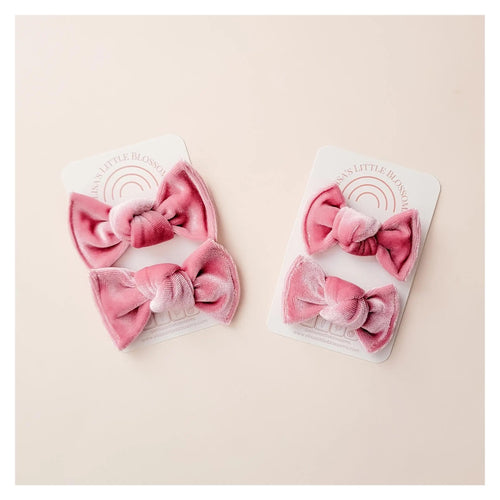 Knot Pigtails // Dusty Rose Velvet Bows - littlelightcollective