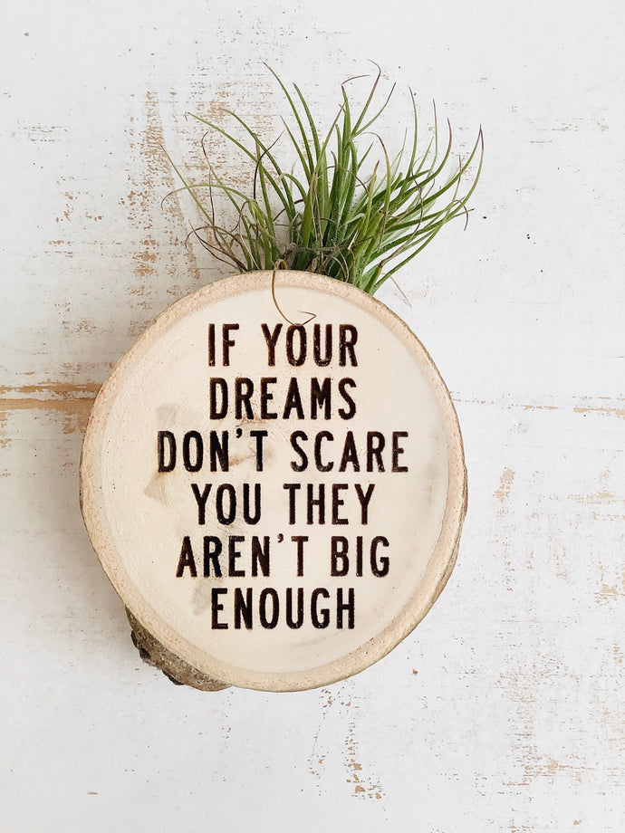 If Your Dreams Don’t Scare You-Medium Wood Round (Air Plant Magnet ) - littlelightcollective