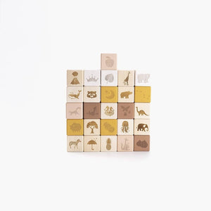 English Alphabet Block Set of Cubes for Children Wooden Toy - littlelightcollective