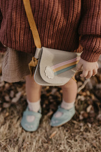 Rainbow on Beige Leather PURSE Toddler & Kids - littlelightcollective