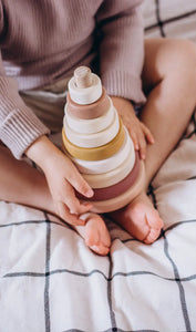 Wooden Ring Stacker Toy Stacking Baby Gift for Little Girls - littlelightcollective