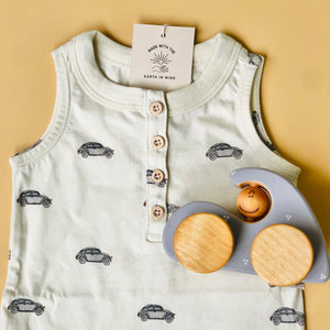 Organic VW Henley, Baby Romper, with Snap Shorts - littlelightcollective