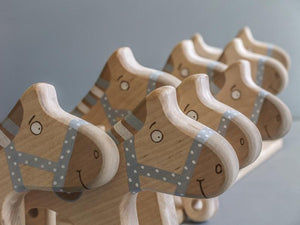 Wooden Pull Toy Blue Horse - littlelightcollective