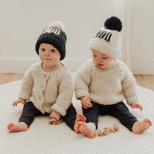 BOO Black Hand Knit Halloween Beanie Hat - littlelightcollective