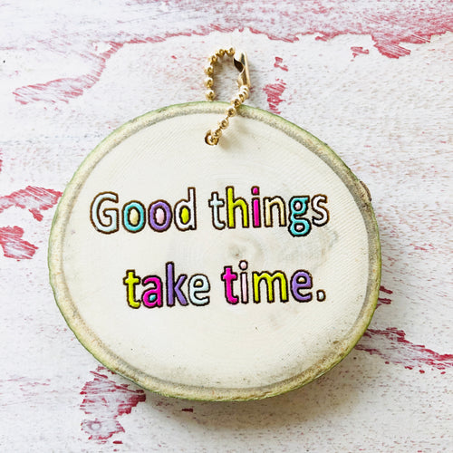 Mini Wood Round Good Things Keychain - littlelightcollective