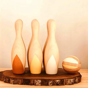 Wooden Earthy Bowling Set ( 7 piece ) - littlelightcollective