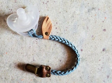 Load image into Gallery viewer, Braided Leather Pacifier / Toy Clip multicolors - littlelightcollective