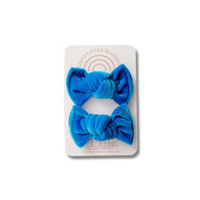 Load image into Gallery viewer, Knot Pigtails // Blue Velvet Petite Bows - littlelightcollective