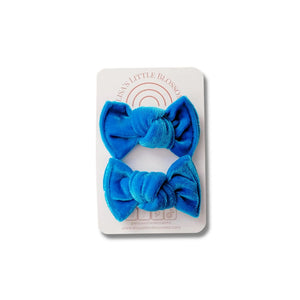 Knot Pigtails // Blue Velvet Petite Bows - littlelightcollective