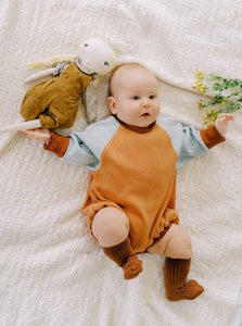 LONG BODYSUIT WAFLE - Thai Tea - littlelightcollective