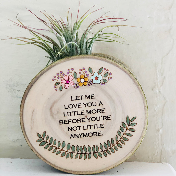 Let Me Love You Medium Wood Round (Air Plant Magnet) - littlelightcollective