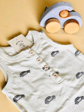 Load image into Gallery viewer, Organic VW Henley, Baby Romper, with Snap Shorts - littlelightcollective