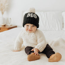 Load image into Gallery viewer, BOO Black Hand Knit Halloween Beanie Hat - littlelightcollective