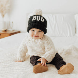 BOO Black Hand Knit Halloween Beanie Hat - littlelightcollective